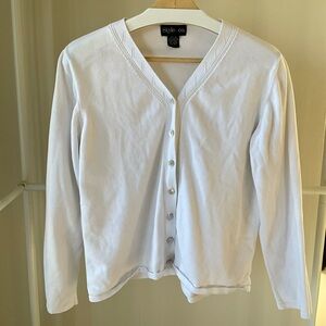 100% cotton White Knit Cardigan
